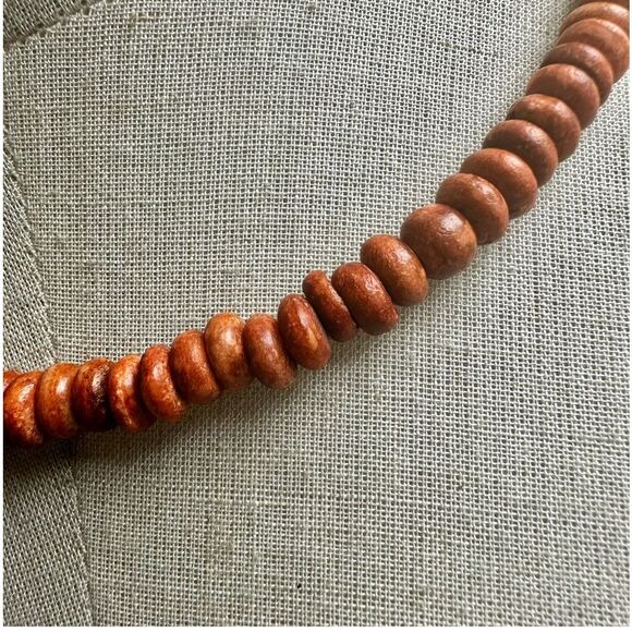 Vintage Indian Wooden Bead Necklace Artisan Boho Choker - Picture 2 of 8